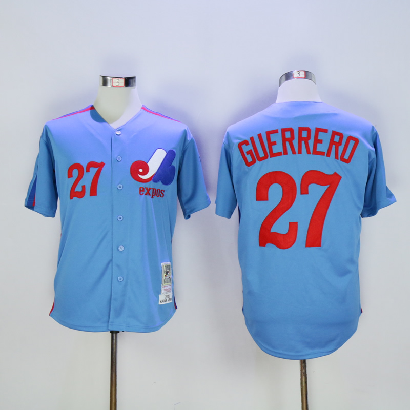 Men Montreal Expos #27 Guerrero Blue Throwback MLB Jerseys